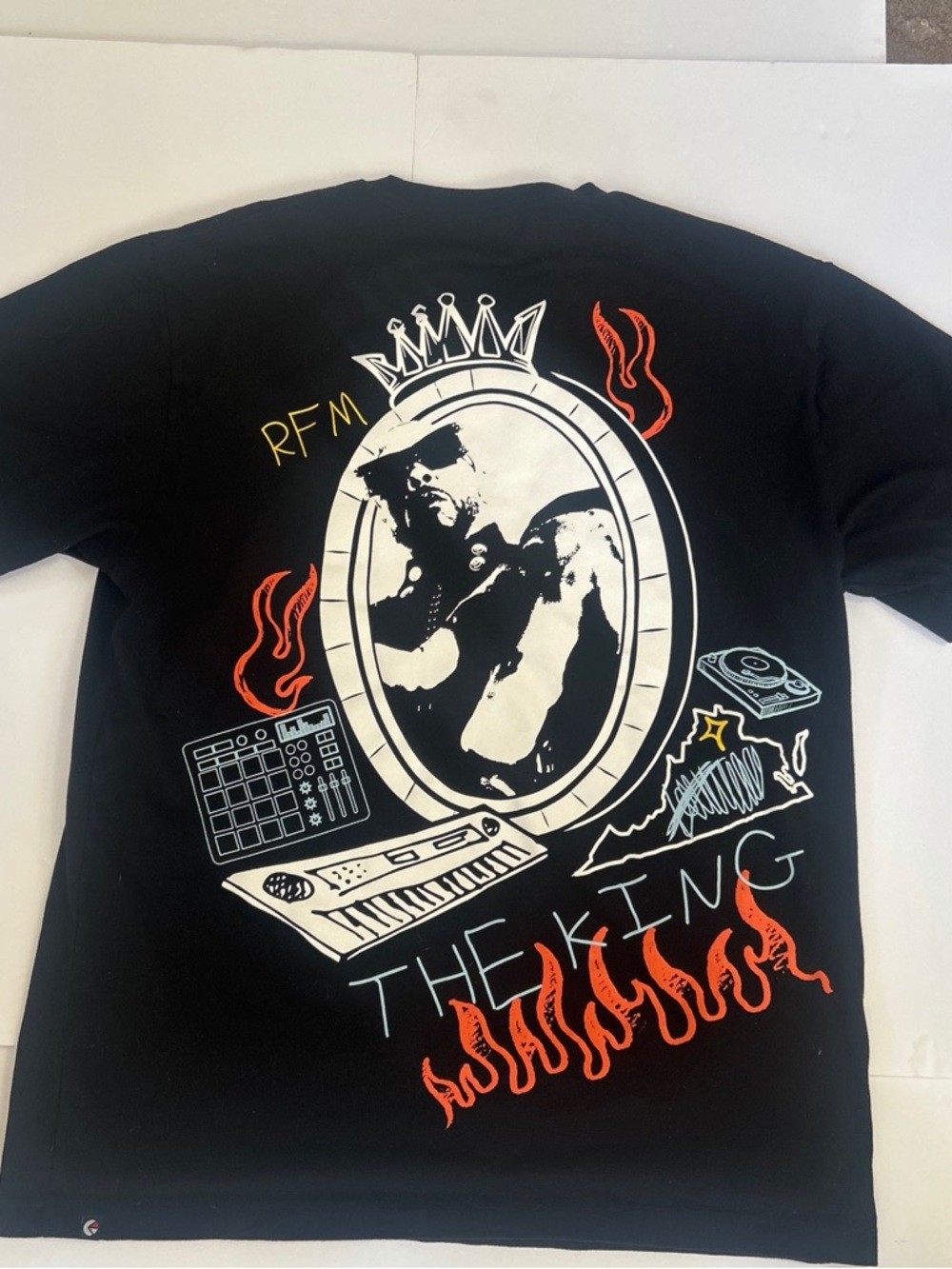 ethika Black Tee with White Portrait & Red Flame Graphics